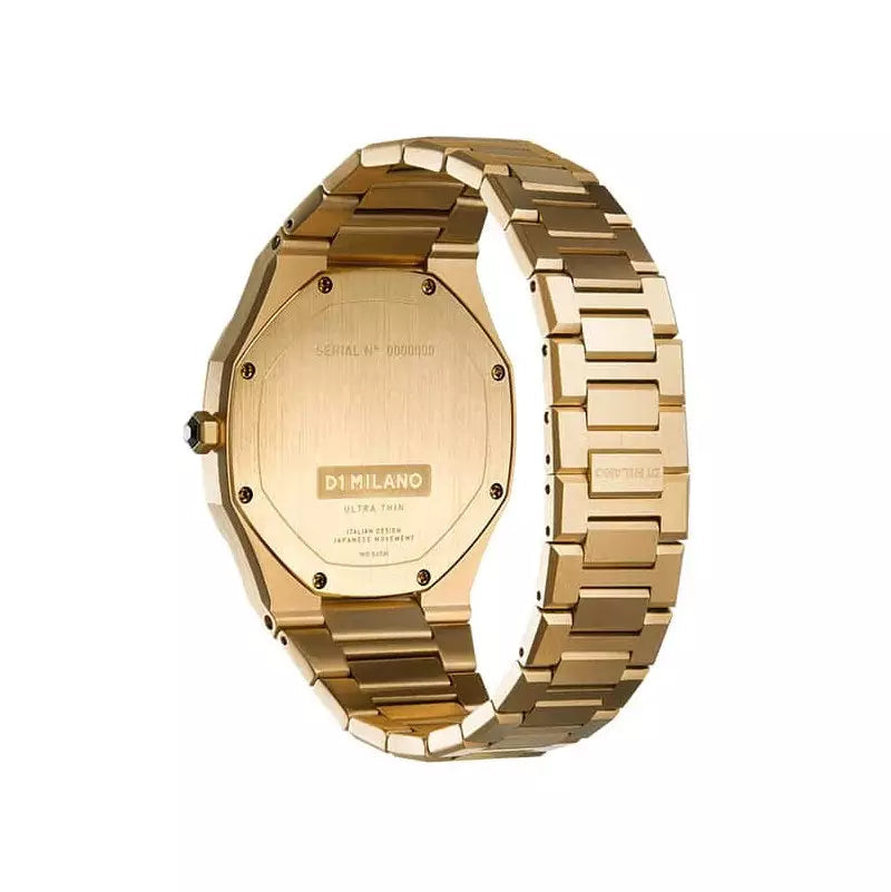 Orologio D1 Milano in acciaio dorato con quadrante bianco